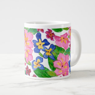 Stilvolle Rosa und Blau Primroses Jumbo Tasse