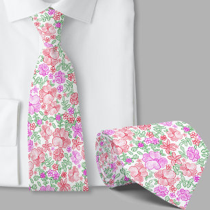Stilvolle rosa und orange Blumenmuster Krawatte