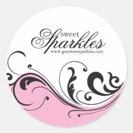 Stilvolle, rosa und schwarze Verpackungskleber Runder Aufkleber