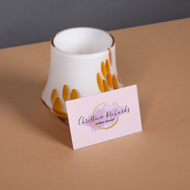 Stilvolle Rosa Wasserfarbe mit Logo & QR Visitenkarte (Von Creator hochgeladen)