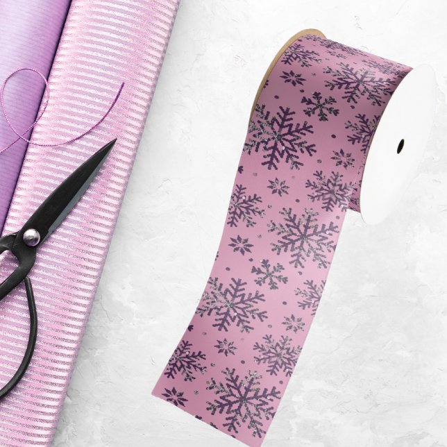 Stilvolle Rosa Weihnachten mit eleganten Schneeflo Satinband (Von Creator hochgeladen)