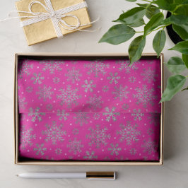 Stilvolle Rosa Weihnachten mit eleganten Schneeflo Seidenpapier