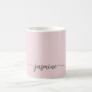 Stilvolle rosafarbene Monogramm-Namensunterschrift Kaffeetasse