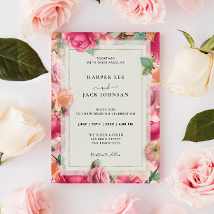 Stilvolle Rose Garden Gold Rahmen Hochzeit Einladu Einladung