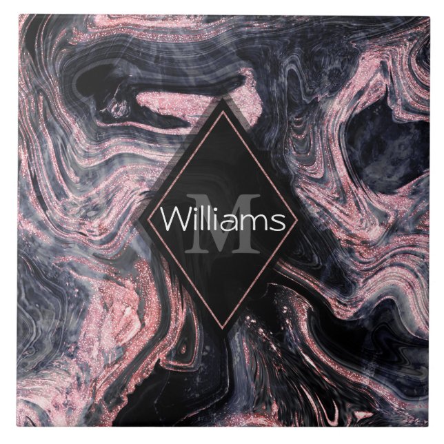 Stilvolle Rose Gold abstraktes Marmordesign Fliese (Vorderseite)