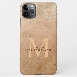 Stilvolle Rose Gold Botanical Offset Monogram iPhone 11Pro Max Hülle