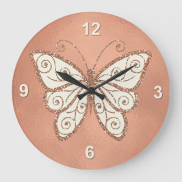Stilvolle Rose Gold Butterfly Wall Uhr