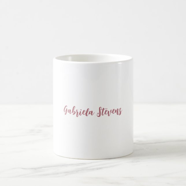 Stilvolle Rose Gold Calligrafy Name White Kaffeetasse (Mittel)