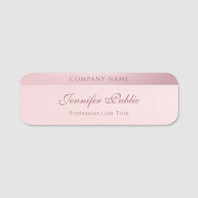 Stilvolle Rose Gold Calligraphy Script Name Templa Namensschild (Vorderseite)