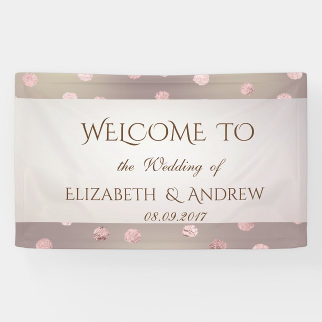 Stilvolle Rose Gold Confetti Wedding Banner (Horizontal)