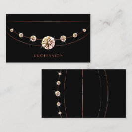 Stilvolle Rose Gold Effekt auf Black Jewels Diamon Visitenkarte
