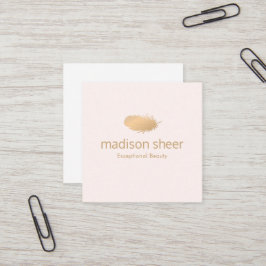 Stilvolle Rose Gold Feather Light Blush Pink Quadratische Visitenkarte