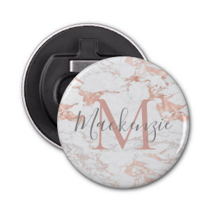 Stilvolle Rose Gold Foil Marmor Monogram Flaschenöffner