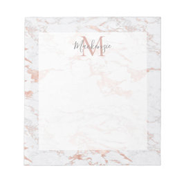 Stilvolle Rose Gold Foil Marmor Monogram Notizblock