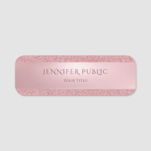 Stilvolle Rose Gold Glitzer Modernes Template Eleg Namensschild