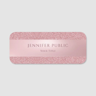 Stilvolle Rose Gold Glitzer Modernes Template Eleg Namensschild