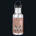 Stilvolle Rose Gold Glitzer Tropfen Mit Monogramm Edelstahlflasche<br><div class="desc">Moderne, mädchenhafte Rose Gold Glitzer Tropfen Name und mit Monogramm Wasserflasche. Dieses Design verfügt über rot rosa Rosa Gold Glitzer funkelnde Tropfen auf Imitaten rosa gebürsteten Metall Hintergrund mit benutzerdefinierten personalisierten Monogramm Initial-und Vorname Text Vorlage. Perfektes Geschenk für Mädchen. Bitte beachten Sie, dass dieses Design ein gedruckter Foto-Effekt ohne echten...</div>