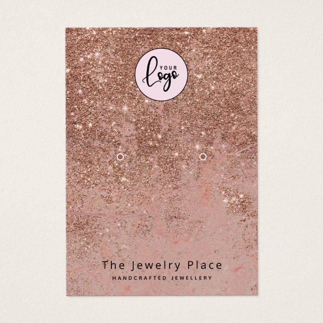 Stilvolle Rose Gold Imitate Glitzer Ohrringe Displ (Vorderseite)