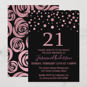 Stilvolle Rose Gold Imitats Foil 21. Geburtstag Pa Einladung