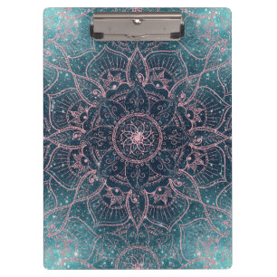 Stilvolle Rose Gold Mandala Blauer Nebel Sterne Klemmbrett