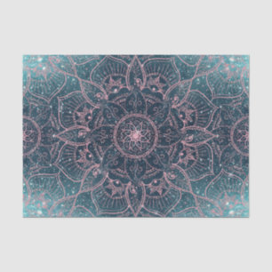 Stilvolle Rose Gold Mandala Blauer Nebel Sterne Seidenpapier