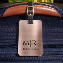 Stilvolle Rose Gold Metal Two Monogram, Anfangsnam