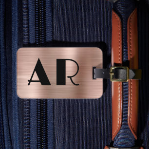 Stilvolle Rose Gold Metal Zwei fette Monogramm Ini Gepäckanhänger
