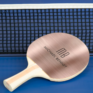 Stilvolle Rose Gold Metallic Monogram Name Tischtennis Schläger