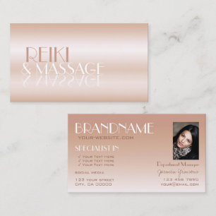 Stilvolle Rose Gold Mirror Schriftart mit Foto Lux Visitenkarte