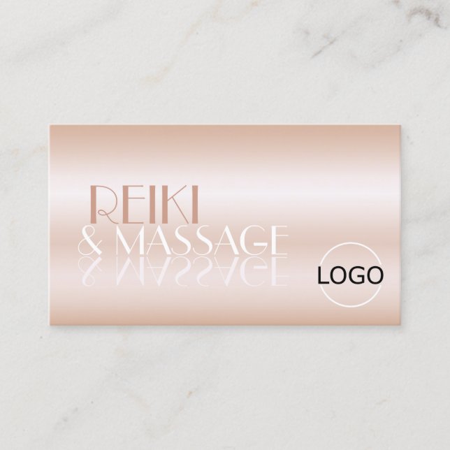 Stilvolle Rose Gold Mirror Schriftart mit Logo Lux Visitenkarte (Vorderseite)