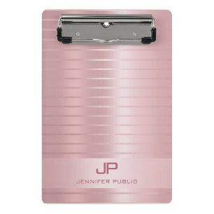 Stilvolle Rose Gold Template Mit Monogramm Modern Mini Klemmbrett