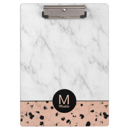 Stilvolle Rose Gold und Marmor Muster mit Monogram Klemmbrett