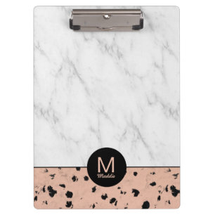 Stilvolle Rose Gold und Marmor Muster mit Monogram Klemmbrett