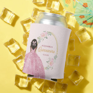 Stilvolle Rose Gold Wasserfarbe Rose Quinceanera Dosenkühler