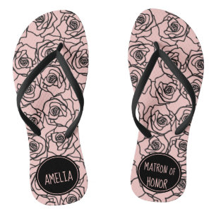 Stilvolle Rose Peach & Black Matron of Ehre Flip Flops