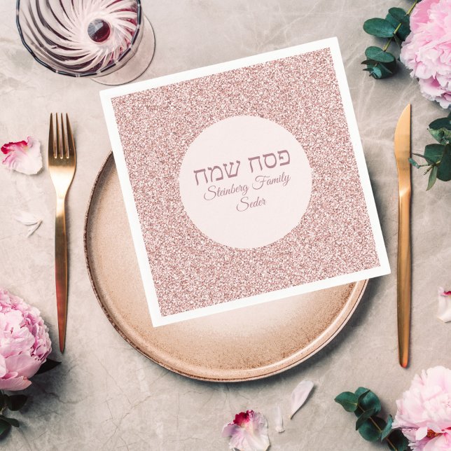 Stilvolle Rose Rosa Glitzer Custom Passover Napkin Serviette (Von Creator hochgeladen)