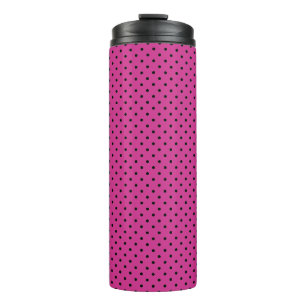 Stilvolle Rose Violet und Black Dots Thermosbecher