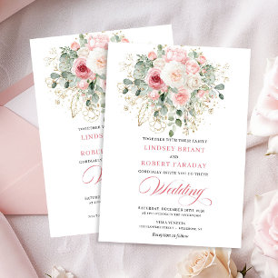 Stilvolle roségoldene Glitter-Hochzeitseinladung Einladung