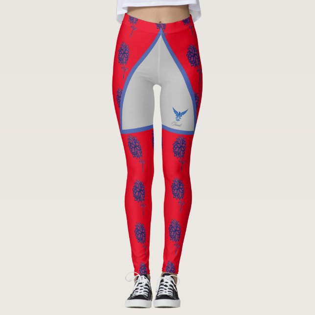 Stilvolle Rot-Blau-Adler Moderne Leggings (Vorderseite)