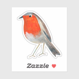 Stilvolle Rot-Graue Robin-Vogelsticker Aufkleber