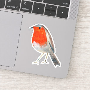 Stilvolle Rot-Graue Robin-Vogelsticker Aufkleber