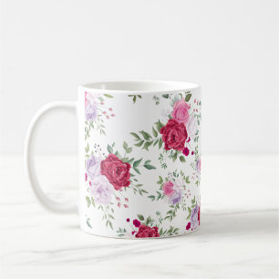 Stilvolle Rot- und Rosa-Blume Kaffeetasse