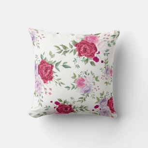 Stilvolle Rot- und Rosa-Blume Kissen