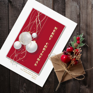 Stilvolle Rot und Weiß frohe Weihnachten Postkarte