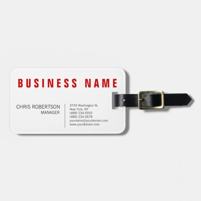 Stilvolle Rot Weiß Moderne Minimalistisch Gepäckanhänger (Vorderseite horizontal)