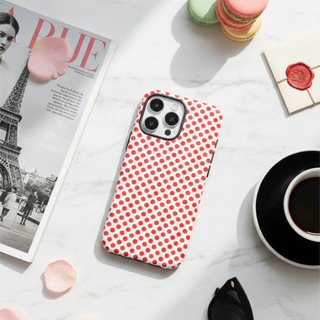 Stilvolle rot-weiße POlka-Punkte Klassisches Muste Case-Mate iPhone Hülle (Von Creator hochgeladen)