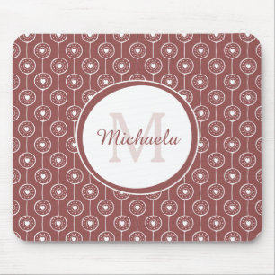 Stilvolle rotbraune Hörer Monogram mit Name Mousepad