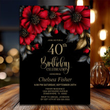 Stilvolle rote Blumenparty zum 40. Geburtstag