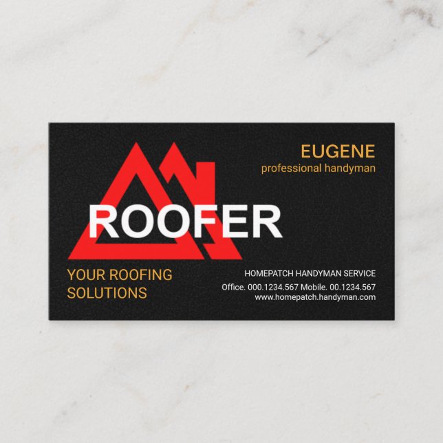 Stilvolle Rote Dachziegel Ledertextur Roofer Visitenkarte (Vorderseite)