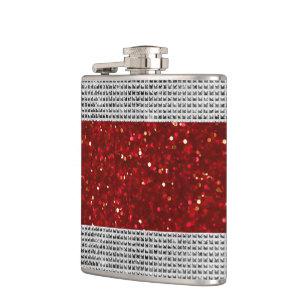 Stilvolle rote Glitter-Flasche mit Liquor-Vinylfol Flachmann